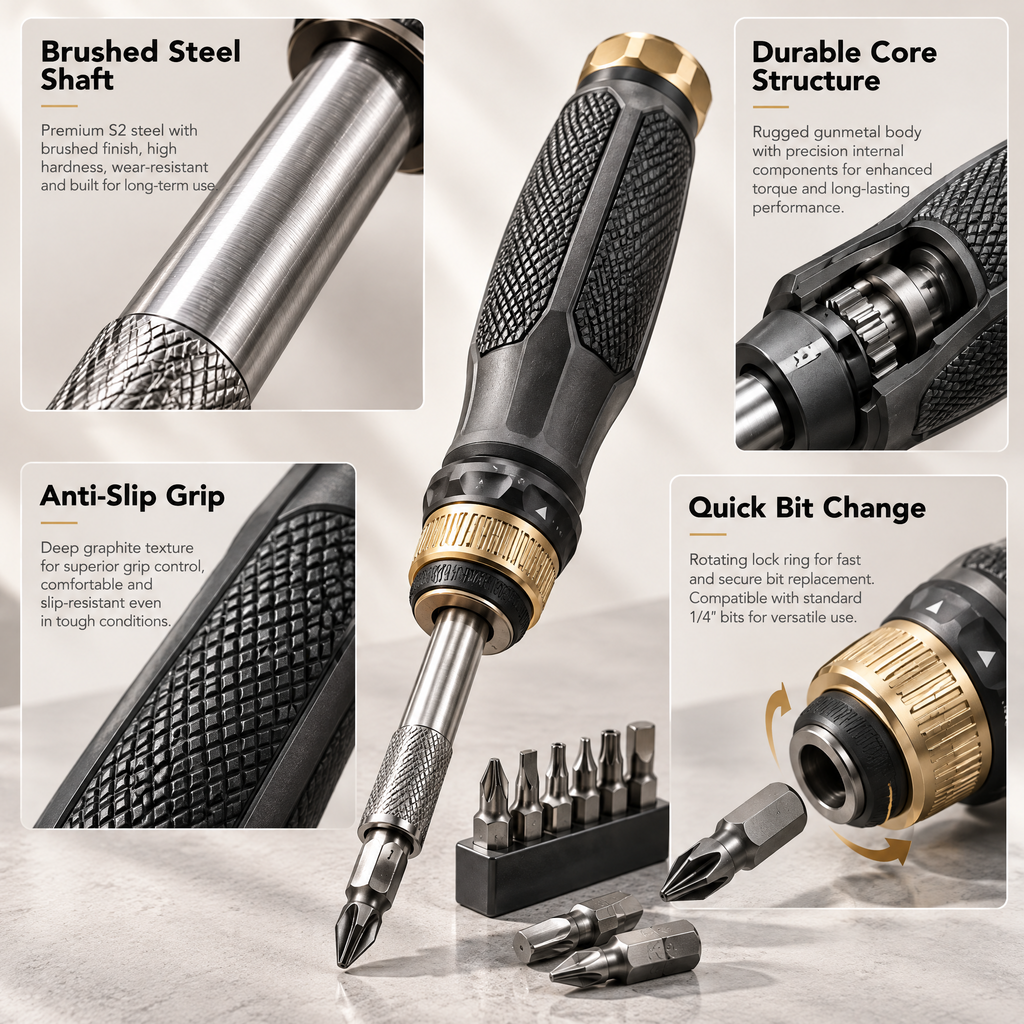 Avelmaris™ Multi-Bit Ratcheting Screwdriver