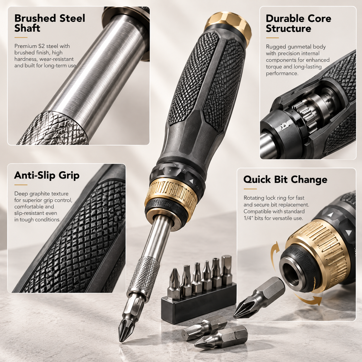 Avelmaris™ Multi-Bit Ratcheting Screwdriver