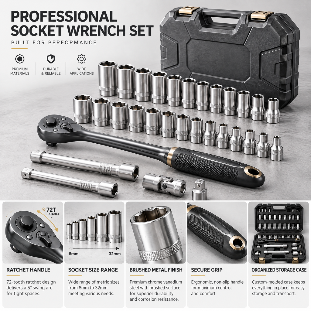 Avelmaris™ Complete Ratchet & Socket Tool Set