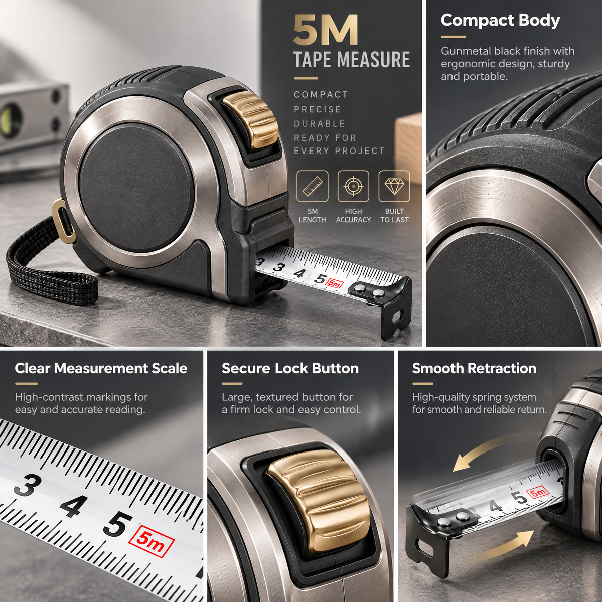 Avelmaris™ Heavy-Duty Retractable Tape Measure
