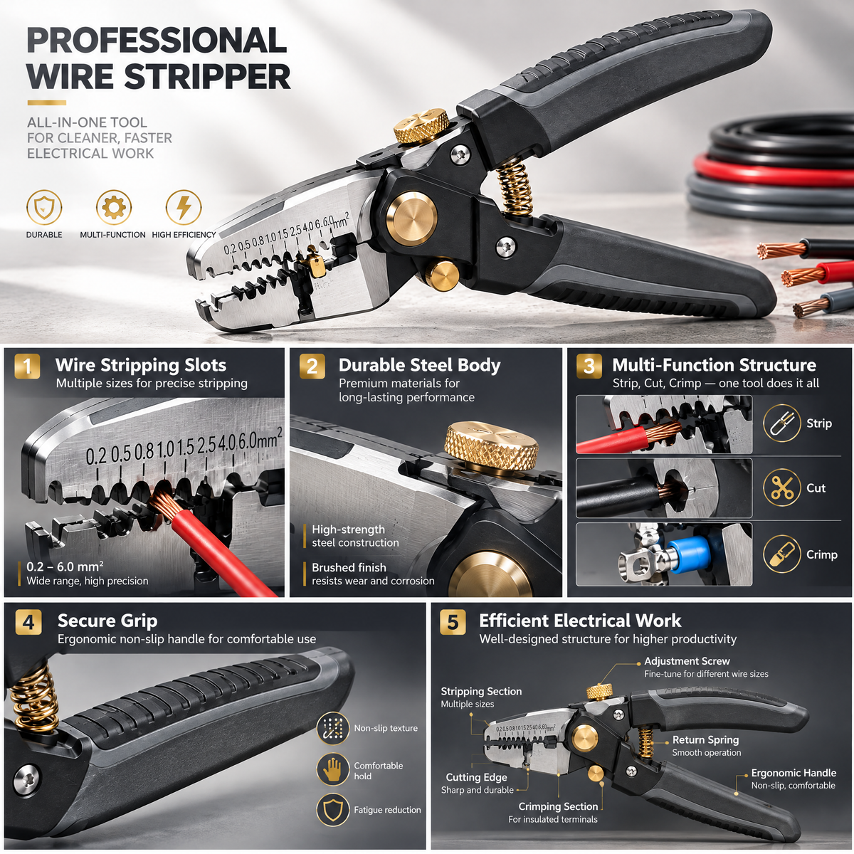 Avelmaris™ Self-Adjusting Wire Stripper Tool