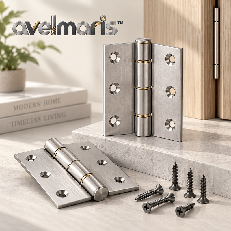 Avelmaris™ Brushed Stainless Steel Door Hinge Set