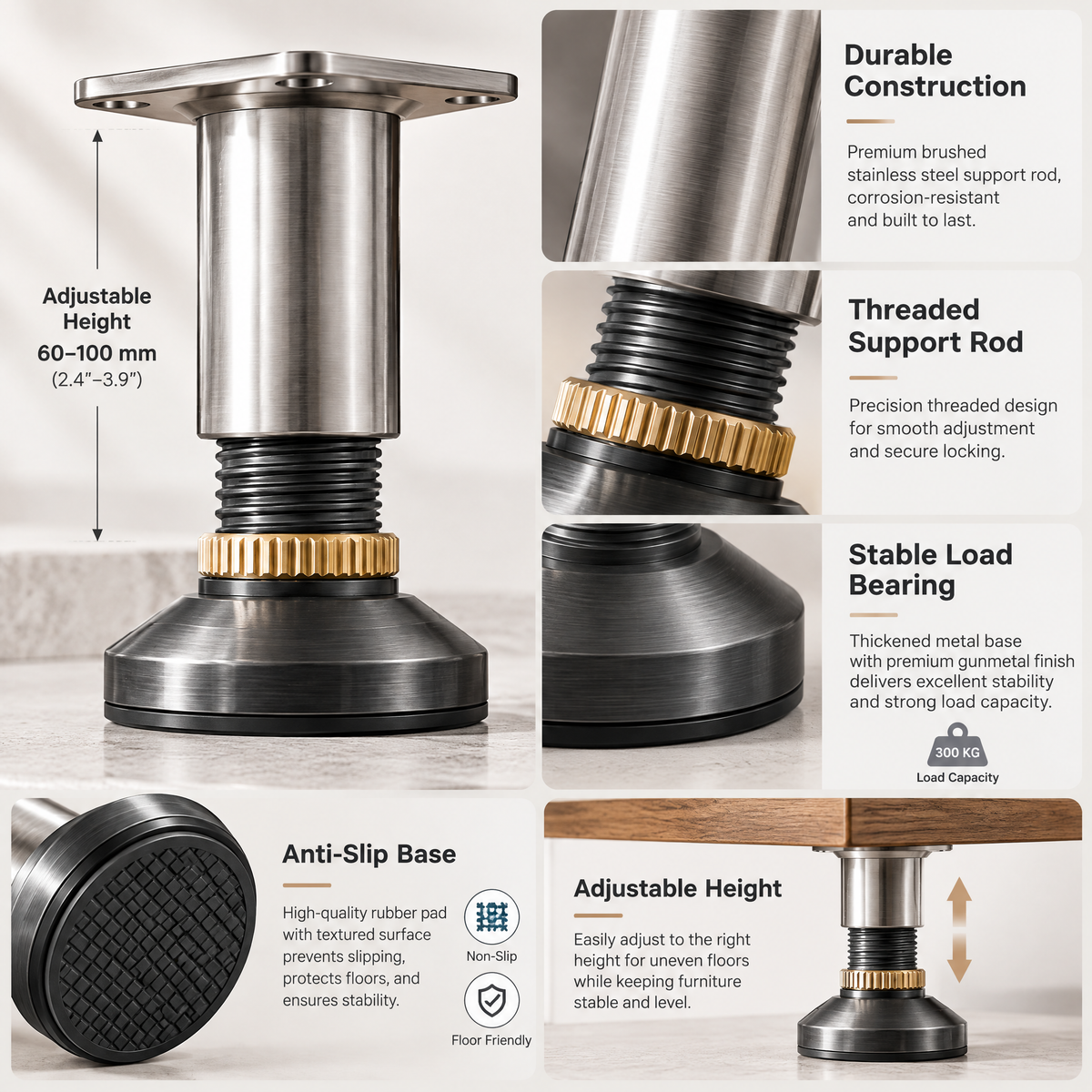 Avelmaris™ Adjustable Furniture Leg Set